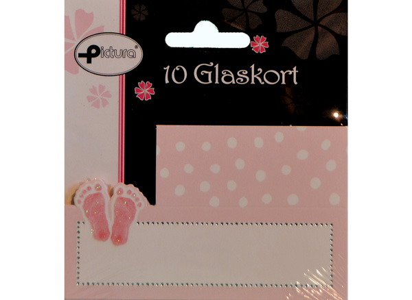 Bordkort til Dåb Pige - 10 Stk med Små Fødder