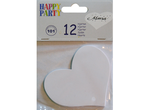 Hvide Papirhjerter - 12 Stk til Romantisk Dekoration