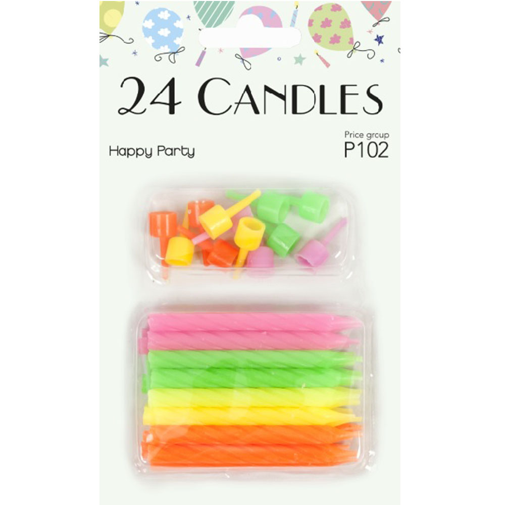 Neon Kagelys 24 Stk – Perfekt til Festlige Begivenheder!