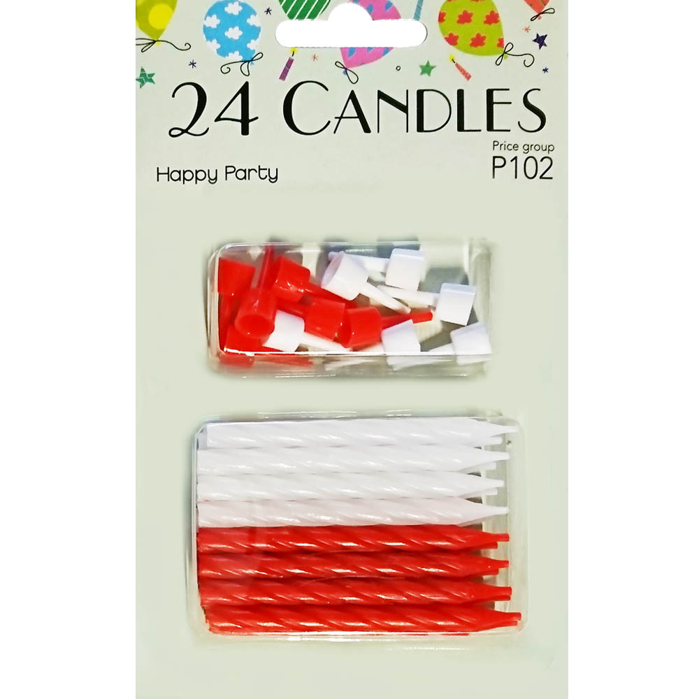 Festlige Røde og Hvide Kagelys – 24 Stk til Din Fest