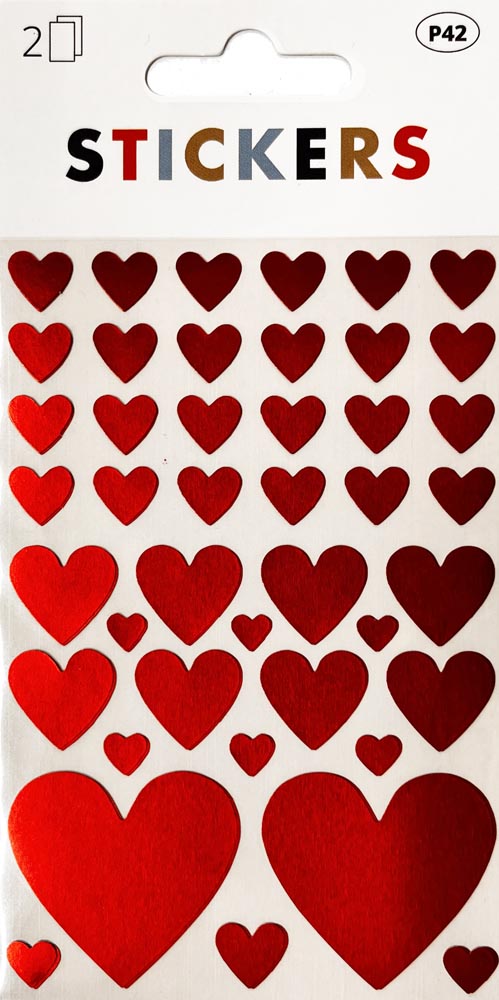 Metalfolie Røde Hjerter Klistermærker – 86 Stk til Fest