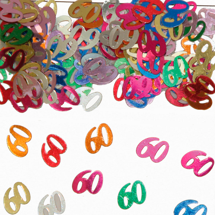 60 Års Flerfarvet Konfetti – 14g til Festlig Fejring