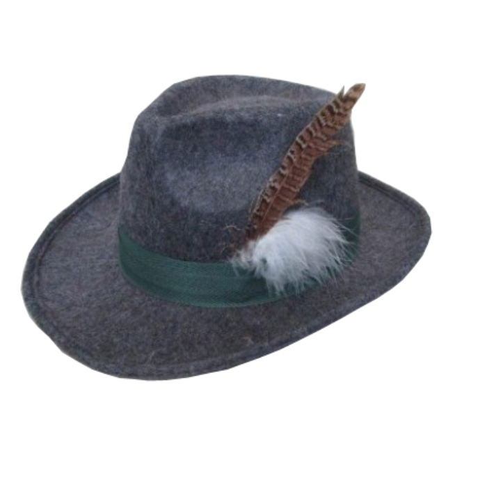 Grå Tyrolerhat til Oktoberfest - Unisex Festaccessory