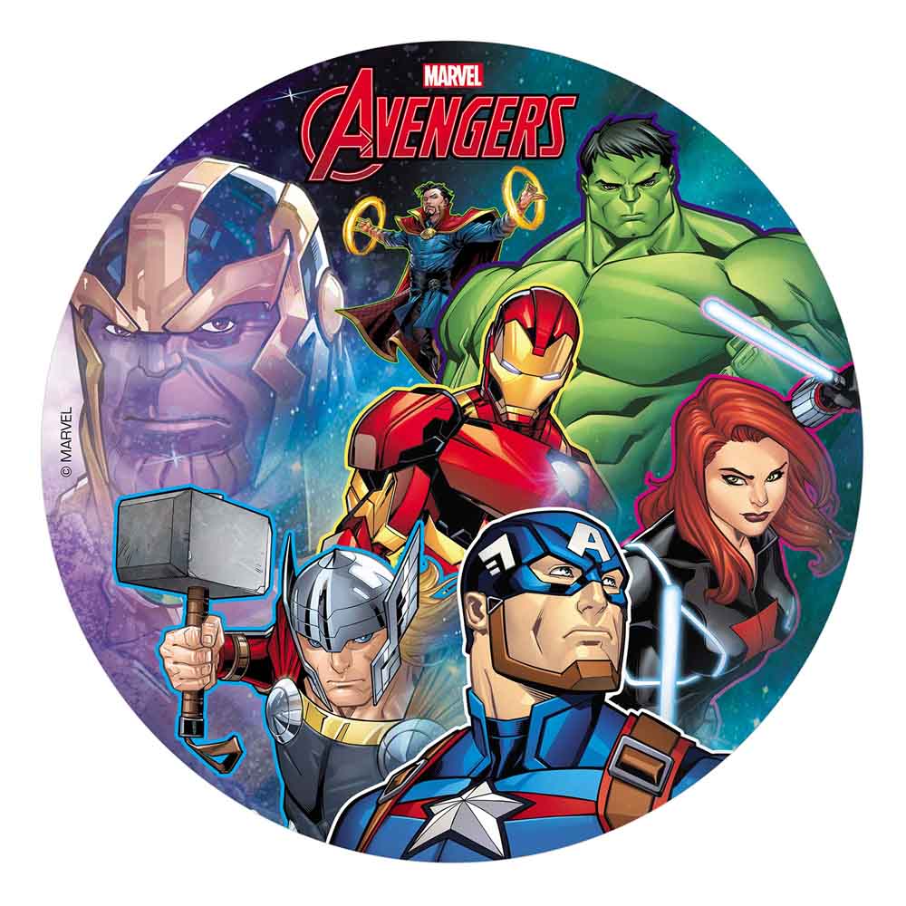 Avengers Kageprint 20 cm – Sukkerfri Fødselsdagsdekoration!