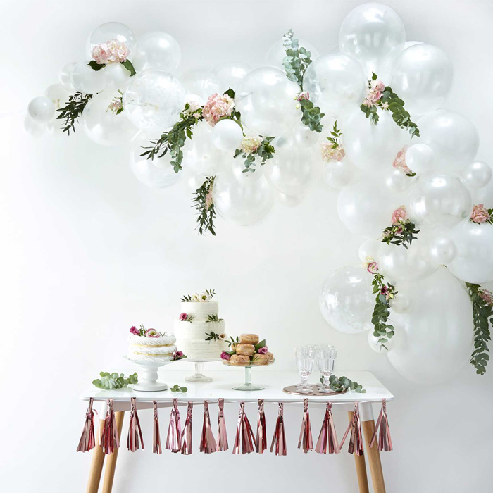 Perle Hvid Ballonbue - 70 Balloner til Bryllupsevent