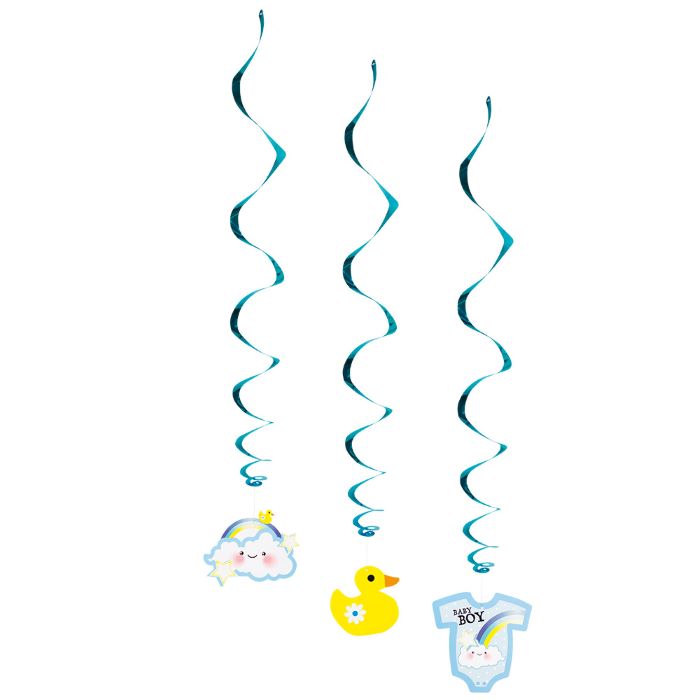 Blå Swirls Med Baby Motiver 3x 60