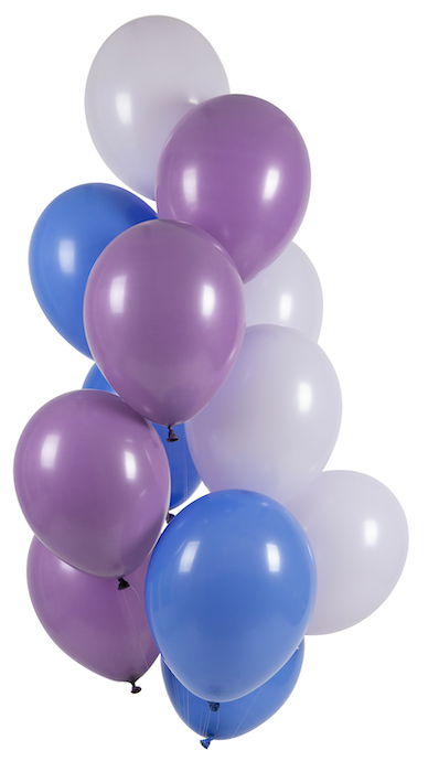 Blåbær Farvemix Ballon Buket - 12 stk. til Festpynt