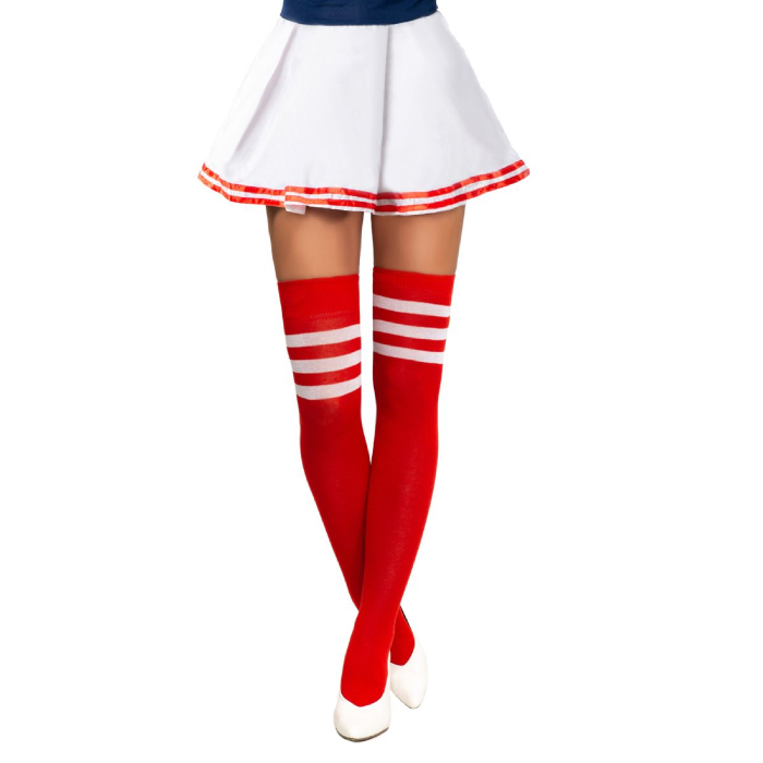 Cheerleader Knæstrømper i Rød og Hvid - Klar til Fest!