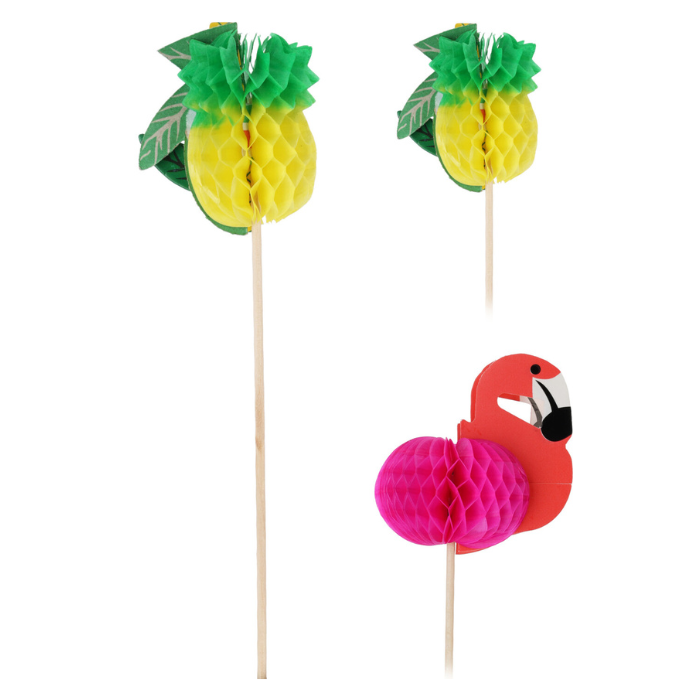 Cocktailpinde Bambus Ananas Flamingo 12x