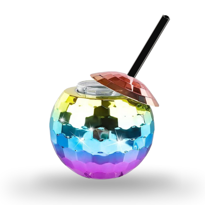 Regnbue Diskokugle Cocktailglas 500 ml - Festligt Tilbud!