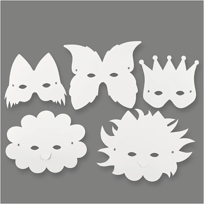 DIY Mal Selv Masker - 5 Stk til Kreativ Sjov!