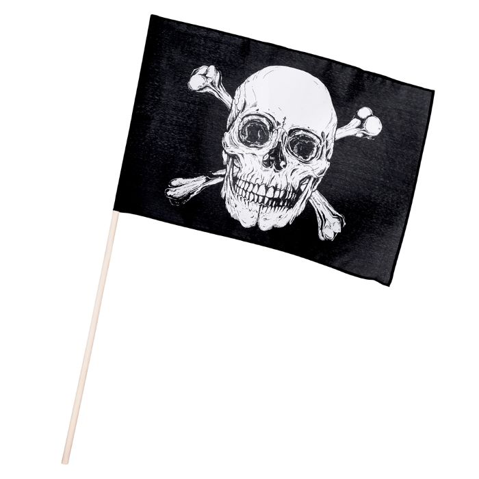 Dødningehoved Pirat Flag Pind Sort 30x45
