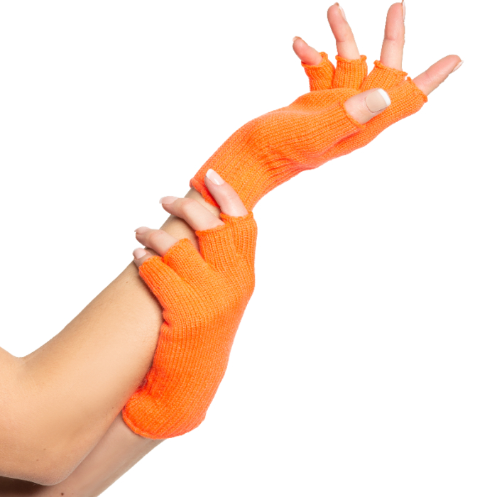 Fingerløse Neon Orange Handsker til Fest – Must-Have!