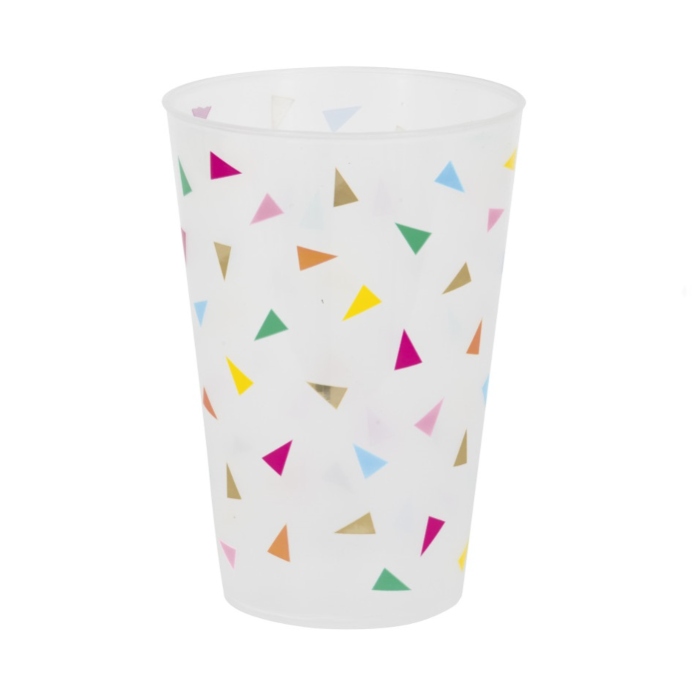 Genanvendeligt Plastikkrus med Trekantede Flag 475ml