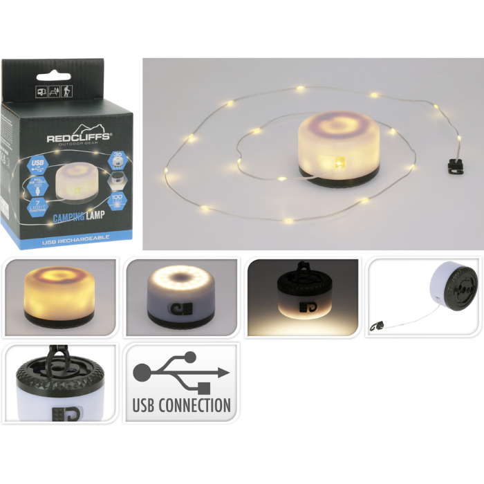 Genopladelig Camping Lampe Med Led Lyskæde 10