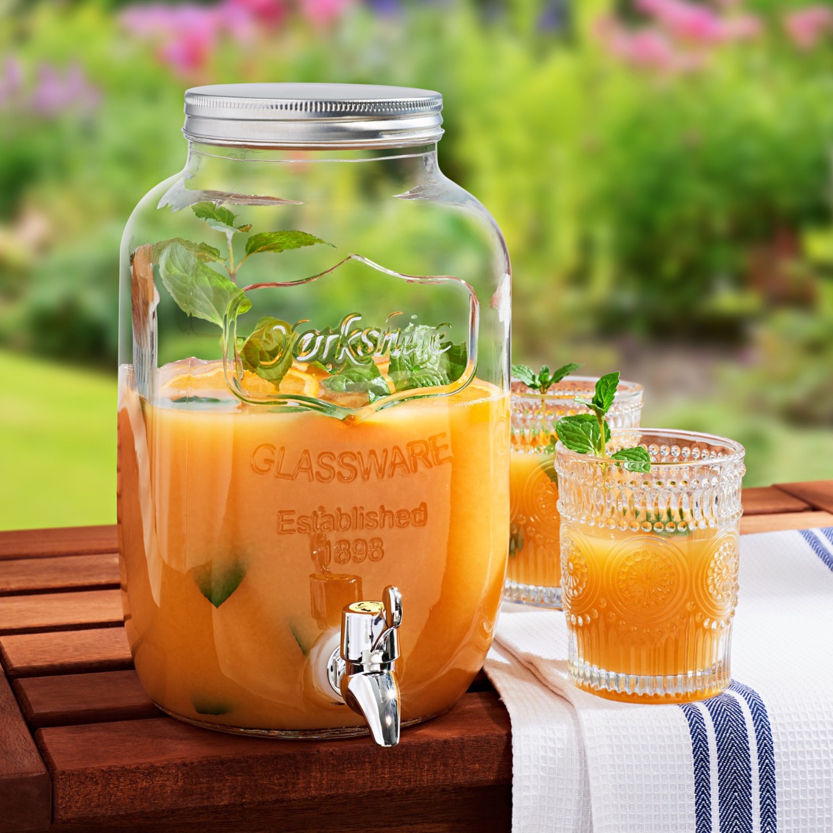 Deluxe Glas Dispenser med Metal Hane - Perfekt til Fester!