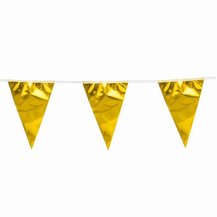 Guld Metallisk Flagguirlande - 10 Meter Dekoration
