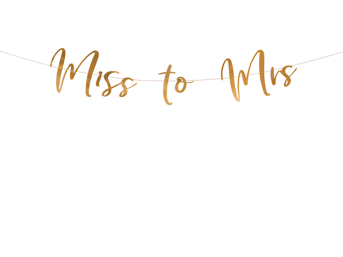 Guld Miss to Mrs Guirlande til Bryllup - 18 x 76 cm