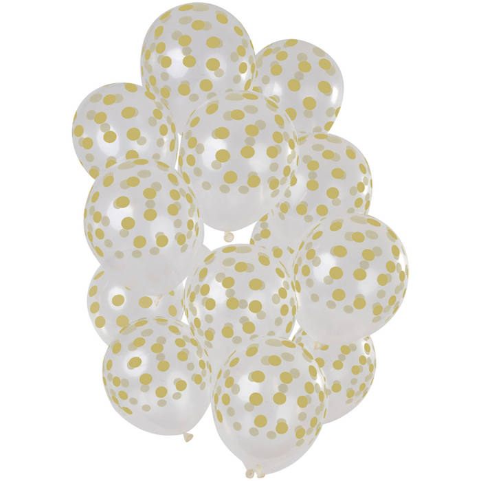 Guld Prikkede Gennemsigtige Balloner 15x 30