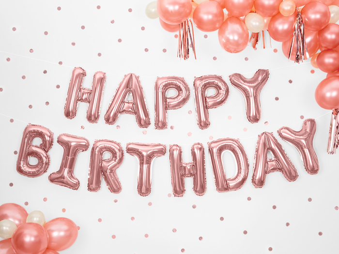 Happy Birthday Folieballon i Rosaguld – Festlig Dekoration