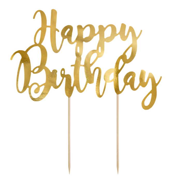 Guld Kagedekoration til Fødselsdag 22,5 cm
