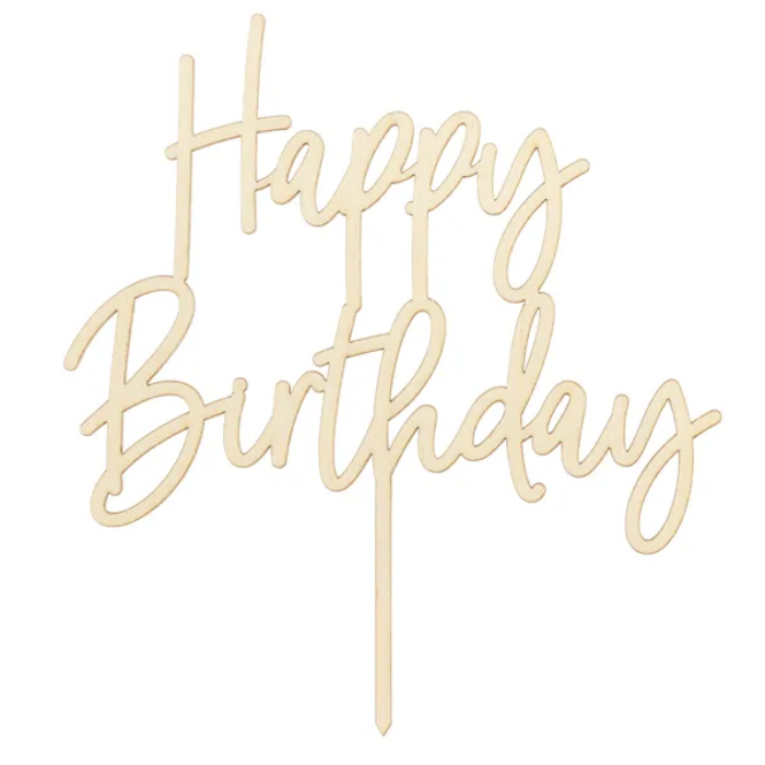 Happy Birthday Kagedekoration Træ 16 5x15