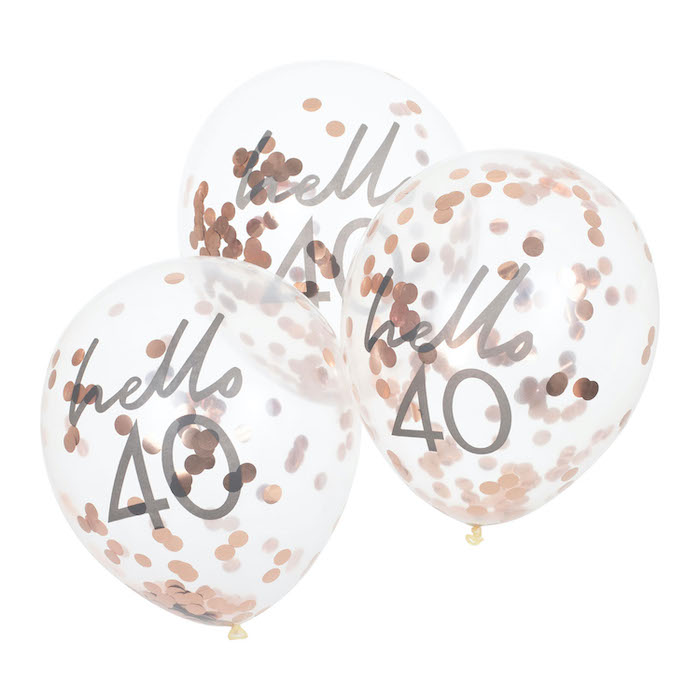 Hello 40 Rosaguld Fødselsdagsballoner - 5 stk. Festligt!