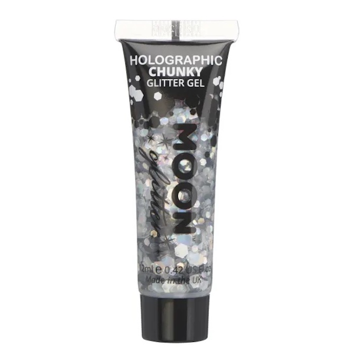 Holografisk Chunky Glitter Gel i Sølv - Festglimmer 12 ml
