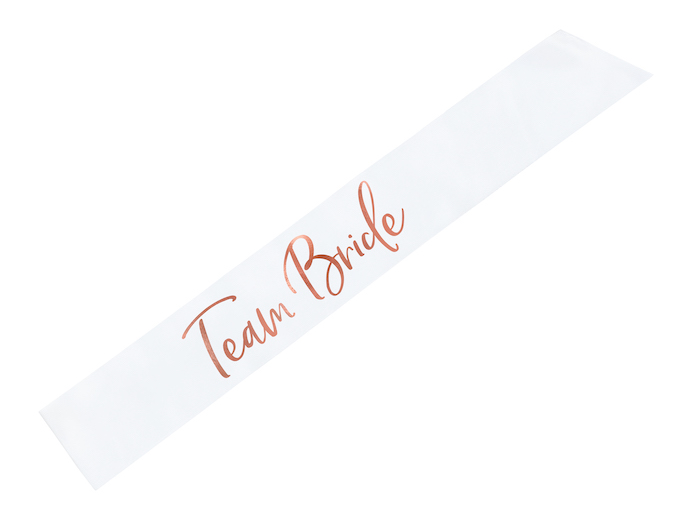 Hvidt Team Bride Skråbånd med Rose Gold – Festens Must-Have!