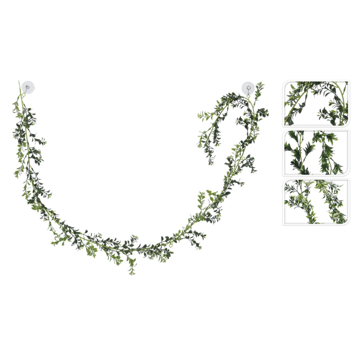 Kunstig Bladguirlande med Blomster - 180 cm Tilbud!