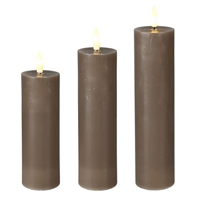 Led Vokslys Sæt 3x Brun 15 17 20