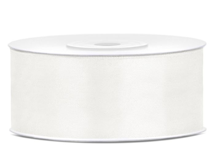 Lys Creme Hvid Satinbånd 25 mm x 25 m til Festpynt