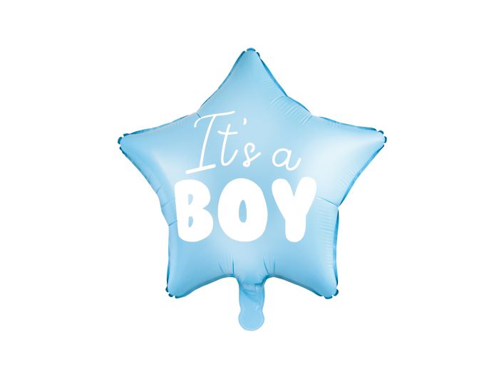 Lyseblå Stjerne Folieballon til Babyshower - Dreng 48 cm