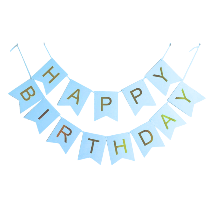 Lyseblå Happy Birthday Flagranke til Fest