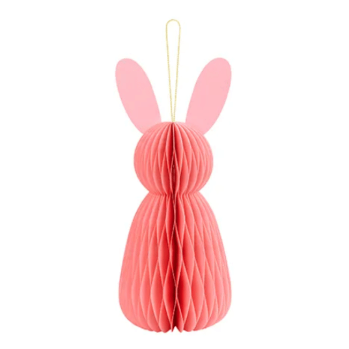 Lyserød Kanin Honeycomb Dekoration - 30 cm
