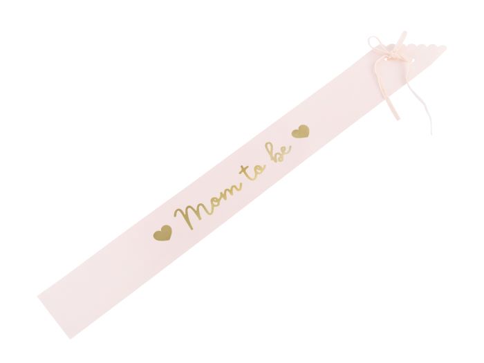 Lyserød Mom To Be Babyshower Papir Skråbånd 75 cm
