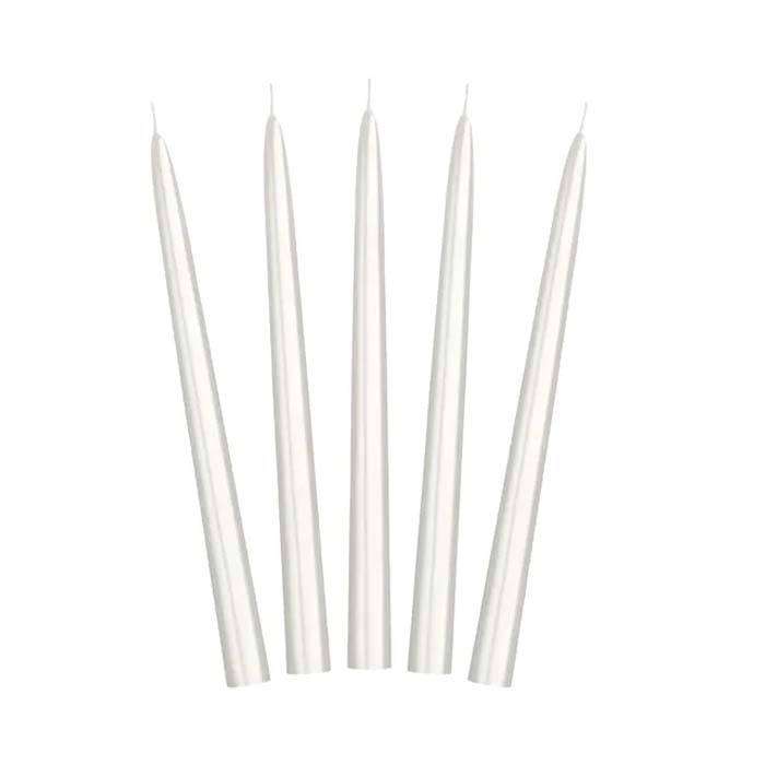 Metallic Perlehvid Stagelys - 10 stk. til festlige anledninger