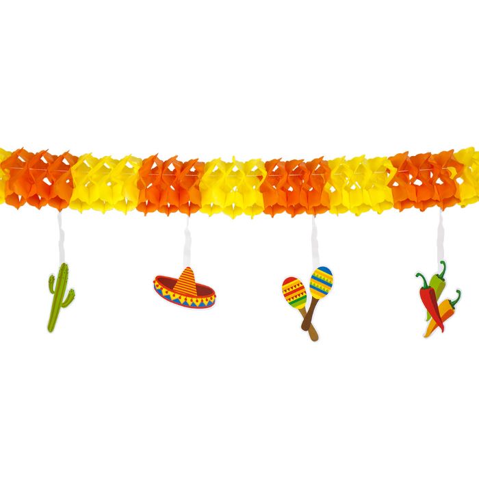 Mexicansk Papir Guirlande i Orange og Gul - Udsalg!