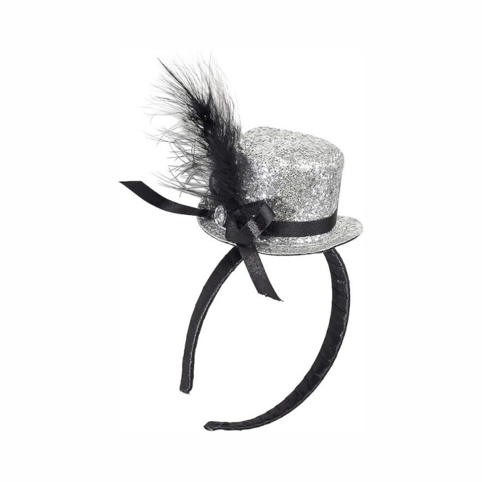 Mini Glitter Rund Hat i Sølv – Perfekt til Festlige Anledninger!