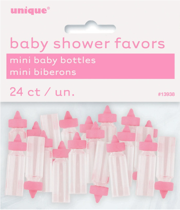 Mini Sutteflasker til Babyshower - 24 stk. Pink