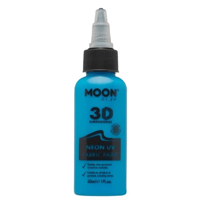 Neon UV Tekstilfarve Blå 30 ml - Festlig Farve!