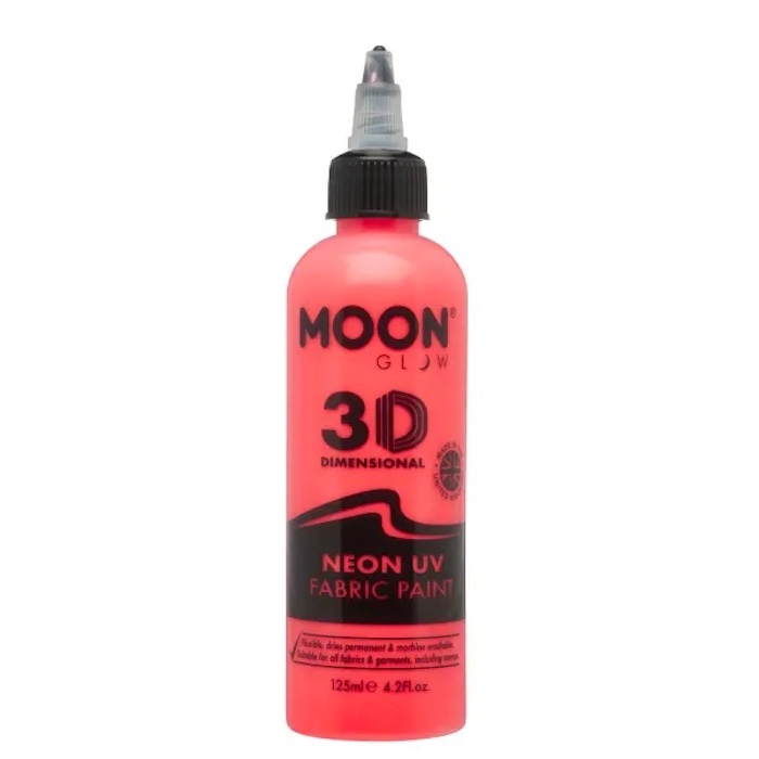 Neon UV Tekstilfarve Rød 125 ml fra Moon Creations