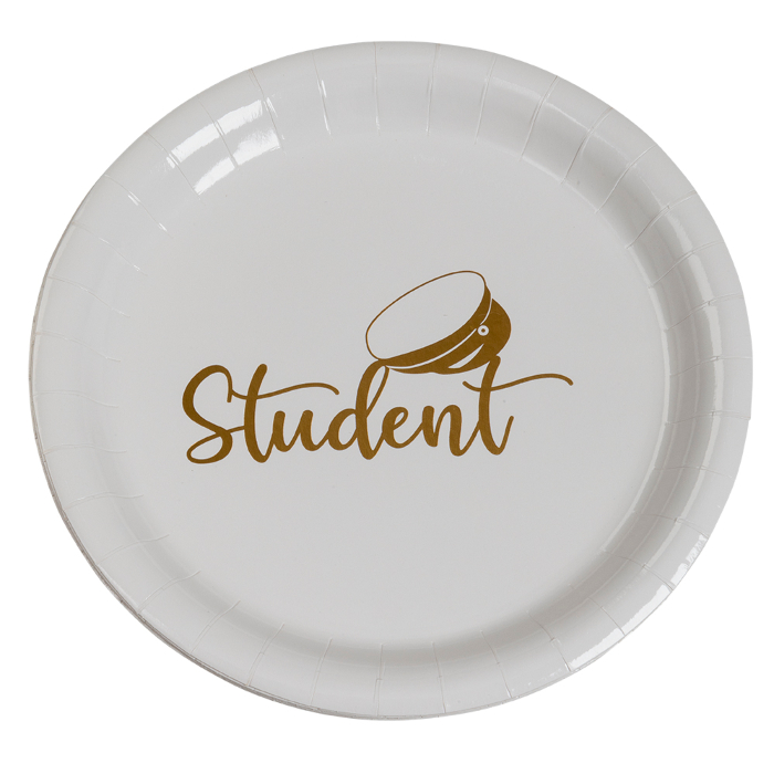 Guld Paptallerkener til Studenterfest - 8 stk.