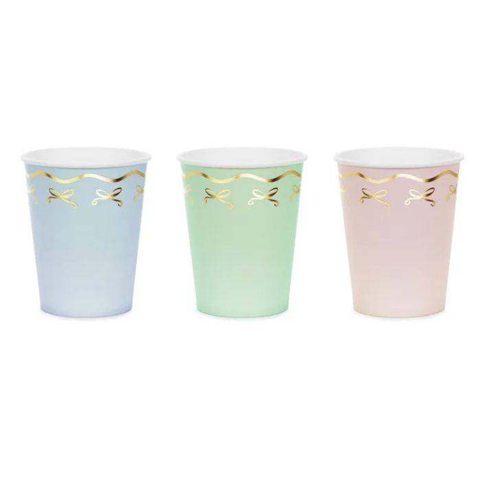 Pastel Papkrus med Guld Sløjfer - 6 stk.