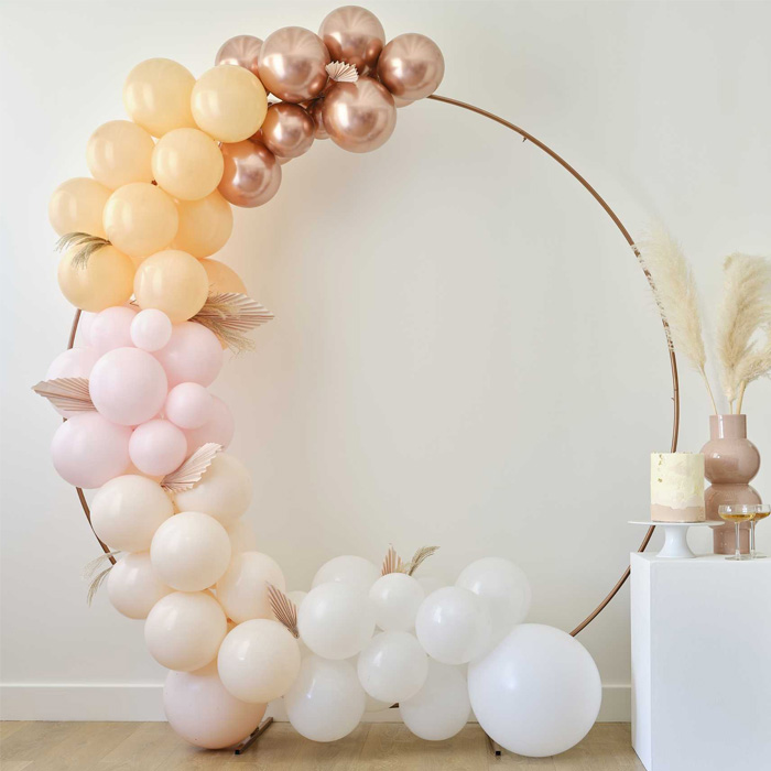 Peach og Rose Gold Ballonbue – 81 Dele til Festen