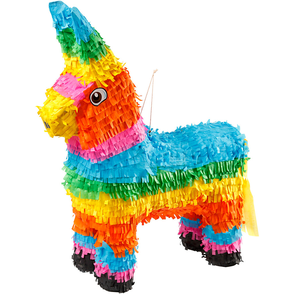 Flerfarvet Piñata - Æsel Fiesta til din fest!