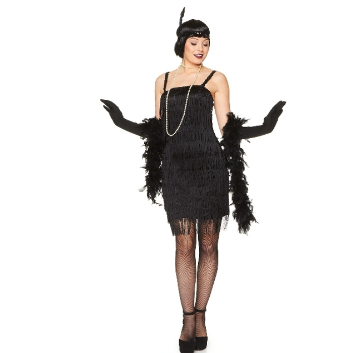 Retro 1920'ernes Sort Flapper Kostume til Kvinder