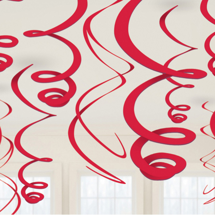 Røde Swirls - Festdekoration til Rød Tema Fest