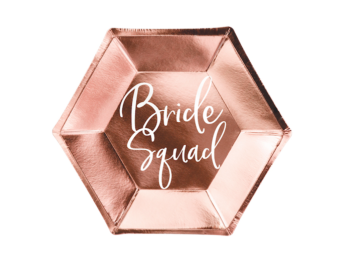 Rose Gold Bride Squad Paptallerkener - 6 stk. 23 cm