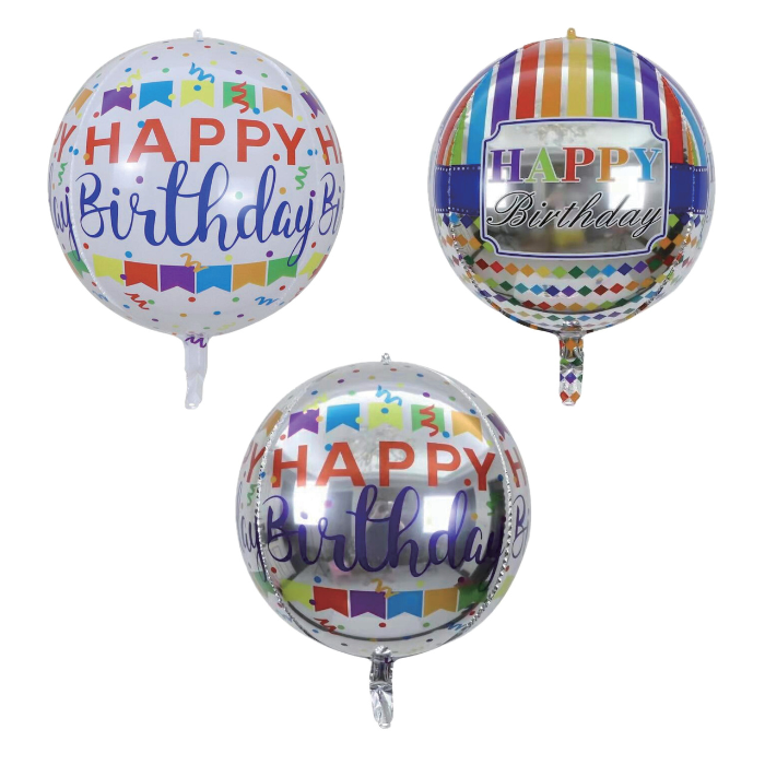 Rund Happy Birthday Folieballon Assorteret 35
